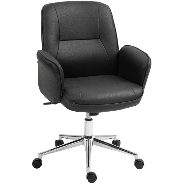 Bureaustoel Met Kantelfunctie, In Hoogte Verstelbare Draaistoel, Ergonomische Werkstoel, Modern, Belastbaar Tot 120 Kg, Microvezel, Zwart, 67 X 69 X 92 102 Cm 1