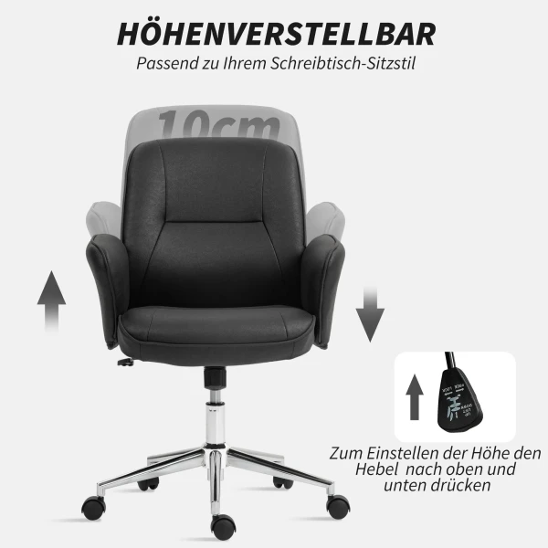 Bureaustoel Met Kantelfunctie, In Hoogte Verstelbare Draaistoel, Ergonomische Werkstoel, Modern, Belastbaar Tot 120 Kg, Microvezel, Zwart, 67 X 69 X 92 102 Cm 5