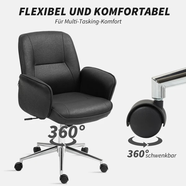 Bureaustoel Met Kantelfunctie, In Hoogte Verstelbare Draaistoel, Ergonomische Werkstoel, Modern, Belastbaar Tot 120 Kg, Microvezel, Zwart, 67 X 69 X 92 102 Cm 7