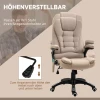 Bureaustoel Met Vibratiemassage, Ergonomische Bureaustoel Met Verwarming , Ligfunctie, In Hoogte Verstelbare Directiestoel Met Afstandsbediening, Zijvak, Linnen Look, Bruin 6