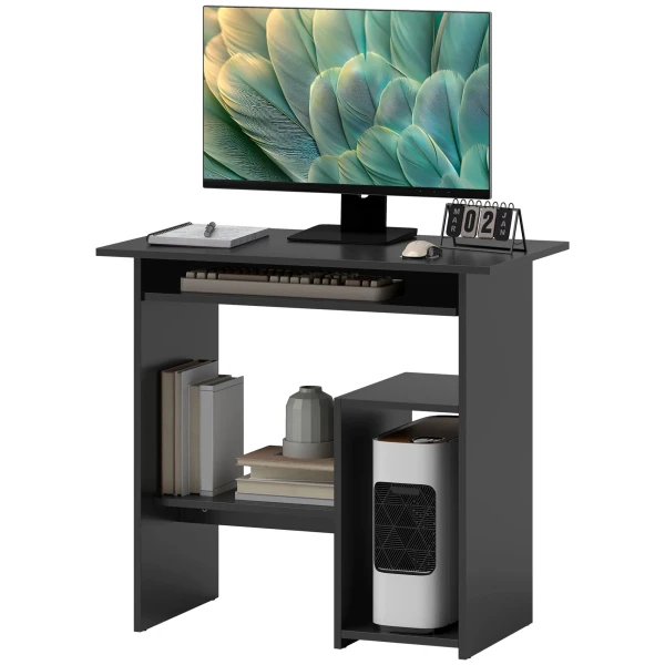 Computertafel, Bureau Met Open Vakken En Opbergruimtes, Bureautafel, Kinderschrijftafel, Pc Tafel Voor Kantoor, Studeerkamer, 80 X 45 X 75 Cm, Zwart 1