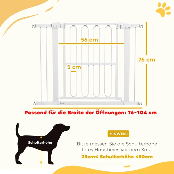 Deurbeveiligingshek Voor Honden, 76 104 Cm Traphek Zonder Boren, Afsluitbaar Trapbeveiligingshek, Beveiligingshek Voor Alle Grote Honden, Staal, Wit 4