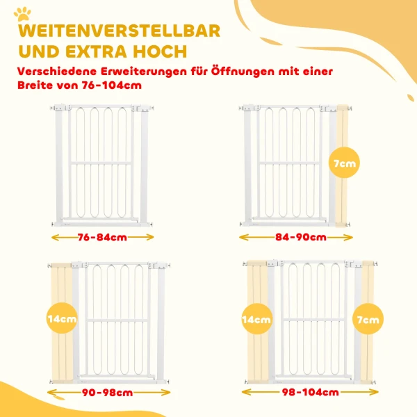 Deurbeveiligingshek Voor Honden, 76 104 Cm Traphek Zonder Boren, Afsluitbaar Trapbeveiligingshek, Beveiligingshek Voor Alle Grote Honden, Staal, Wit 5