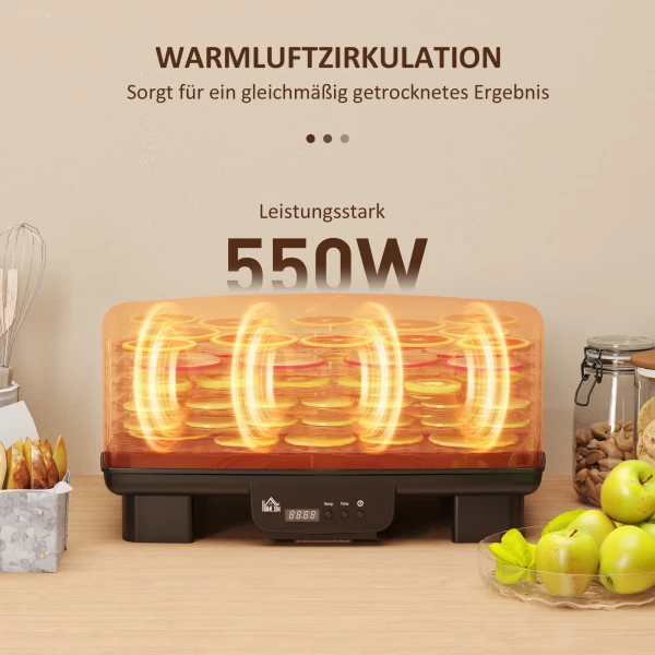 Droogautomaat Met 6 In Hoogte Verstelbare Legplanken, 550 W, 40 70°c, 48 Uur Timer, Dehydrator Voor Vlees, Fruit, Groenten, Bloemen, Zwart 6