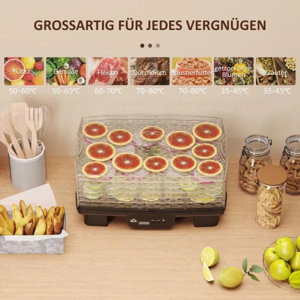 Droogautomaat Met 6 In Hoogte Verstelbare Legplanken, 550 W, 40 70°c, 48 Uur Timer, Dehydrator Voor Vlees, Fruit, Groenten, Bloemen, Zwart 7