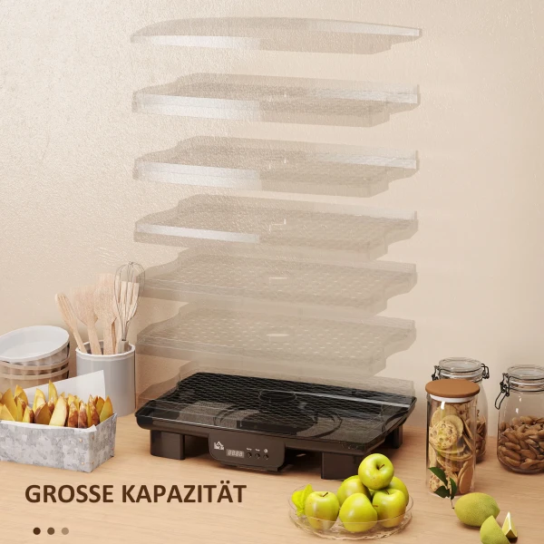 Droogautomaat Met 6 In Hoogte Verstelbare Legplanken, 550 W, 40 70°c, 48 Uur Timer, Dehydrator Voor Vlees, Fruit, Groenten, Bloemen, Zwart 9