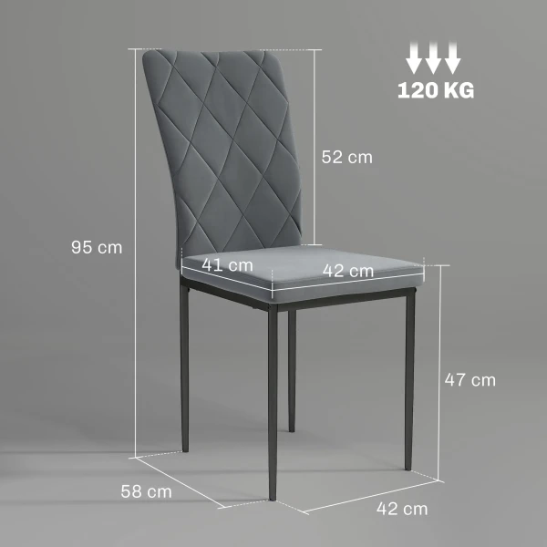 Eetkamerstoelen 4 Delige Set Keukenstoel Met Rugleuning, Fluweel Look, Fauteuil Gestoffeerde Stoel Stoelen Met Metalen Poten Voor Eettafel, Donkergrijs 4