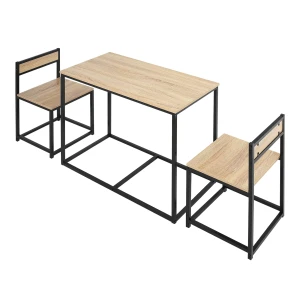 Eettafel Met 2 Stoelen, 3 Delige Eetset, Keukentafelset Voor 2 Personen, Eetkamerset Voor Kleine Ruimtes, Keuken, Woonkamer, Eiken 1