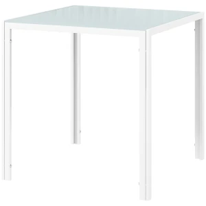 Eettafel Vierkante Keukentafel Voor 4 Personen, Eetkamertafel Van Gehard Glas, Tot 80 Kg Belastbaar, Voor Keuken, Eetkamer, 75 X 75 X 75 Cm, Wit 1