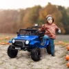 Elektrische Kinderwagen, 12 V 3 5 Km/u Terreinwagen Met Muziekaansluiting, Kinderrijtuig Met 2,4g Afstandsbediening, Koplampen, Claxon, Elektrisch Kindervoertuig Voor Kinderen Van 3 6 Jaar, Blauw 2