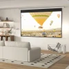 Elektrische Projectiescherm 266 X 149 Cm 16:9 Met Afstandsbediening Voor Thuisbioscoop & Presentaties, Metaal, Wit 2