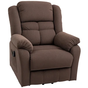 Elektrische Tv Fauteuil Met Opsta Hulp, Relaxfauteuil Met Lig , Massage En Verwarmingsfunctie, Tv Fauteuil Met Zakveerkern, Zijvak En Afstandsbediening, Donkerbruin 1