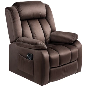 Elektrische Tv Fauteuil Met Opsta Hulp, Relaxfauteuil Met Ligfunctie, Vibratiemassage, Verwarmingsfunctie, Tv Fauteuil Met Pocketvering, Zijvak En Afstandsbediening, Bruin 1