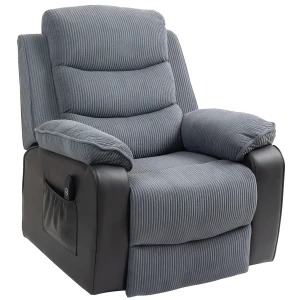 Elektrische Tv Fauteuil Met Opsta Hulp, Relaxfauteuil Met Ligfunctie, Zakveerkern, Tv Fauteuil Met Voetsteun, Zijvak En Afstandsbediening, Donkergrijs 1