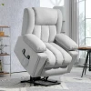 Elektrische Tv Fauteuil Met Opsta Hulp, Relaxfauteuil Met Massage / Verwarmings /ligfunctie, Tv Fauteuil Met Bekerhouder, Opslagruimte, Usb Aansluitingen En Afstandsbediening, Fluweel, Lichtgrijs 2