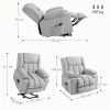 Elektrische Tv Fauteuil Met Opsta Hulp, Relaxfauteuil Met Massage / Verwarmings /ligfunctie, Tv Fauteuil Met Bekerhouder, Opslagruimte, Usb Aansluitingen En Afstandsbediening, Fluweel, Lichtgrijs 4
