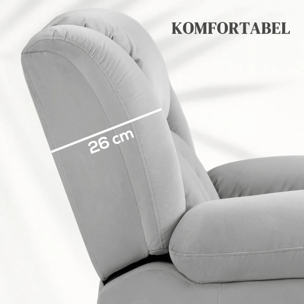 Elektrische Tv Fauteuil Met Opsta Hulp, Relaxfauteuil Met Massage / Verwarmings /ligfunctie, Tv Fauteuil Met Bekerhouder, Opslagruimte, Usb Aansluitingen En Afstandsbediening, Fluweel, Lichtgrijs 8