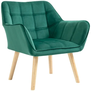 Enkele Relaxfauteuil In Fluweel Look Scandinavisch Gestoffeerde Fauteuil Voor Woonkamer Slaapkamer 64x62x72,5cm In Groen 1