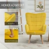 Fauteuil Met Armleuningen, Gestoffeerde Fauteuil Met Houten Frame En Fluwelen Look, Relaxfauteuil Voor Woonkamer, Slaapkamer, Geel 5