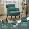 Fauteuil Met Rugleuning, Afgeronde Armleuningen, Gestoffeerde Loungestoel Met Koordlook, Houten Poten, Voor Slaapkamer, Woonkamer, Tot 120 Kg, Donkergroen 6