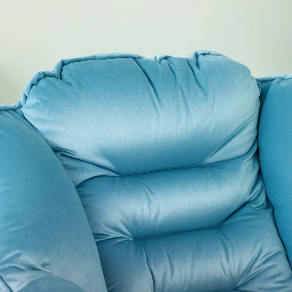 Fauteuil Woonkamer Loungestoel Gestoffeerde Relaxstoel Met Zijvak, Stalen Poten Gestoffeerde Stoel Met Fluweeluitstraling, Enkele Stoel Voor Slaapkamer, Blauw 9