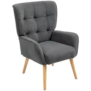 Fauteuil Woonkamer Loungestoel Relaxstoel Met Houten Poten Leesstoel Met Fluweelachtige Bekleding, Gestoffeerde Stoel Voor Slaapkamer Grijs 1