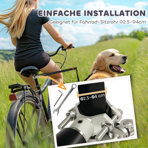 Fietslijn Voor Honden Fiets Hondenlijn Eenvoudige Installatie En Demontage Hondenlijn Voor Fiets, Fietsen, Training, Joggen, Zwart 5