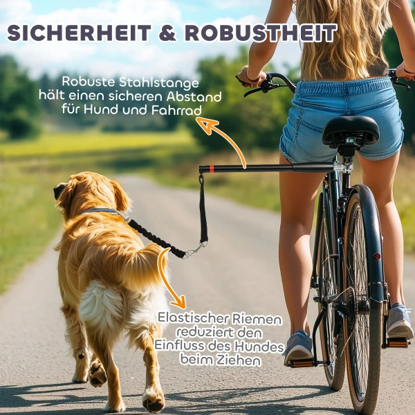 Fietslijn Voor Honden Fiets Hondenlijn Eenvoudige Installatie En Demontage Hondenlijn Voor Fiets, Fietsen, Training, Joggen, Zwart 6