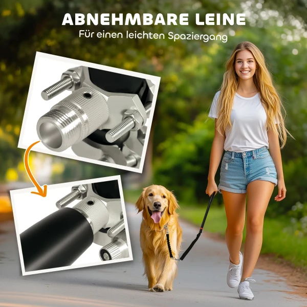 Fietslijn Voor Honden Fiets Hondenlijn Eenvoudige Installatie En Demontage Hondenlijn Voor Fiets, Fietsen, Training, Joggen, Zwart 7