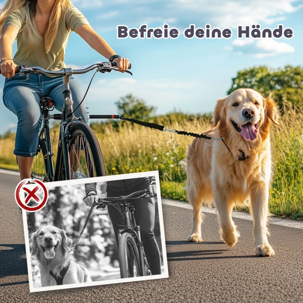 Fietslijn Voor Honden Fiets Hondenlijn Eenvoudige Installatie En Demontage Hondenlijn Voor Fiets, Fietsen, Training, Joggen, Zwart 8