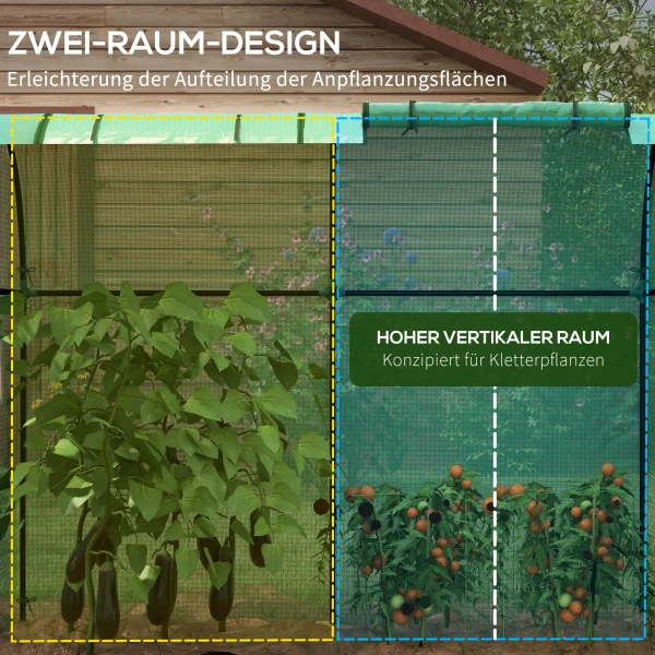 Foliekas Met 2 Roldeuren, Winddicht Met Zijraam, Uv Bescherming Voor Tuin, Tomatenkas Gemaakt Van Pe In Groen 5