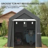 Garage Tent, 2,1 X 3,6 X 2,35 M Opslagtent Met Uv Bescherming, Ritssluitingdeur, Waterafstotende Foliegarage Voor Motorfiets, Tuingereedschap, Donkergrijs 7