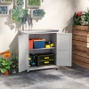 Gartenschrank Holz Outdoor Wetterfest Geräteschuppen Mit Arbeitsplatte, Doppeltür, Einlegeboden, Geräteschrank Aufbewahrungsschrank Mehrzweckschrank Für Garten, Terrrasse 79 X 43 X 92 Cm Grau 2