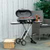 Gasgrill Bbq Grillwagen Inklapbaar Met 2 Branders En Grillnet, Roestvrij Staal Zwart Zilver, Zijtafel Met Wielen, 2,34 Kw, 100x41,6x82,5cm 2