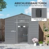 Gegalvaniseerd Stalen Tuinhuis 2,43㎡ 213x131x192cm Tuinschuur Met Zadeldak, Afsluitbare Schuifdeur, Weerbestendig Tuinhuis, Outdoor Tuinschuur Voor Achtertuin Buitengebied, Grijs 6