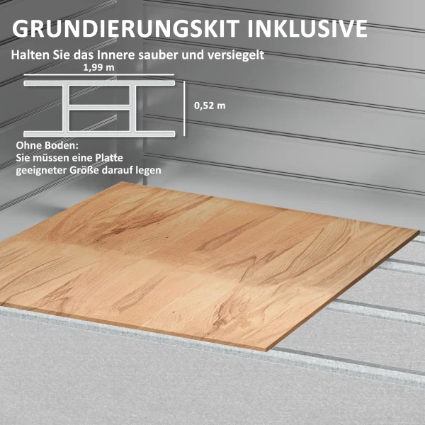 Gegalvaniseerd Stalen Tuinhuis 2,43㎡ 213x131x192cm Tuinschuur Met Zadeldak, Afsluitbare Schuifdeur, Weerbestendig Tuinhuis, Outdoor Tuinschuur Voor Achtertuin Buitengebied, Grijs 7