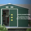 Gereedschapshuis 12,4 M², Tuinhuis Met Lessenaarsdak, Schuifdeur, Fundering, 340 X 386 X 200 Cm, Gereedschapsschuur Van Verzinkt Staal, Weerbestendig, Voor Tuin, Donkergroen 6