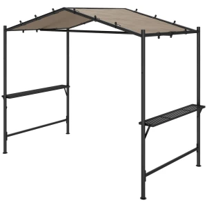 Grillpaviljoen 277 X 149 X 230 Cm Waterdicht Vlamvertragend Tuinpaviljoen Met Zijplanken, Tuinbogen Met Uv Bescherming, Bbq Paviljoen Van Staal, Tuintent Grilltent Voor Feest Bbq, Khaki 1