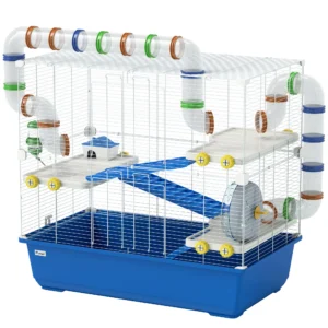 Hamsterkooi Voor Dwerghamsters 4 Verdiepingen Knaagdierkooi Kleindierkooi Met Loopwiel Voerbak En Accessoires, Grote Muizenkooi Kooi 78 X 45 X 73 Cm Blauw 1