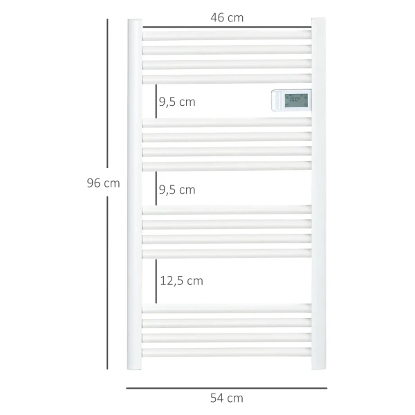 Handdoekradiator 540x960 Mm Badkamerradiator 16 Verwarmingsstaven Met Oververhittingsbeveiliging Wandmontage Aluminium Wit Voor Badkamer 4