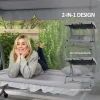 Hollywoodschommel 3 Zitter, Belasting 340kg, Met Ligfunctie, Verstelbaar Dak, Inklapbare Bijzettafel, 200x120x164 Cm, Lichtgrijs 5