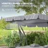 Hollywoodschommel 3 Zitter, Belasting 340kg, Met Ligfunctie, Verstelbaar Dak, Inklapbare Bijzettafel, 200x120x164 Cm, Lichtgrijs 6
