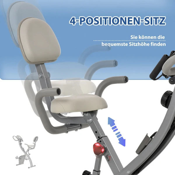 Hometrainer X Bike 2 In 1 Opvouwbare Fietstrainer Met Lcd Display 8 Traps Magnetische Weerstand Stalen Spankabel Grijs 97x51x115 Cm 6