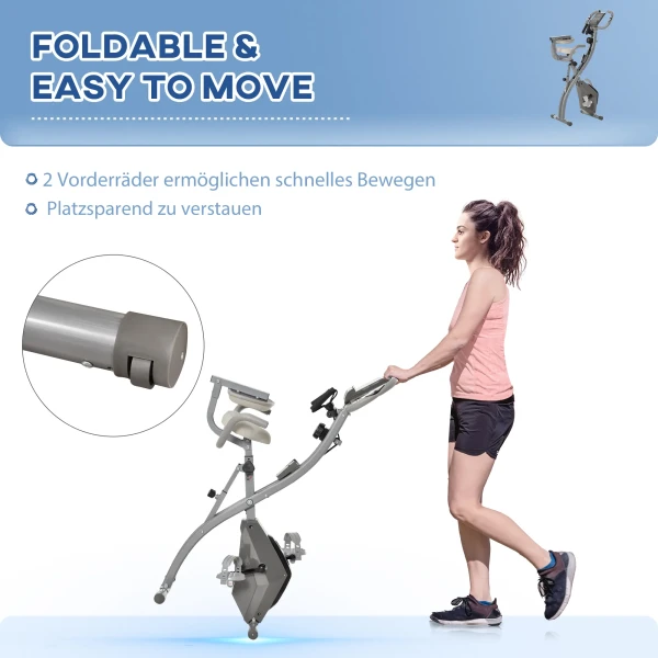 Hometrainer X Bike 2 In 1 Opvouwbare Fietstrainer Met Lcd Display 8 Traps Magnetische Weerstand Stalen Spankabel Grijs 97x51x115 Cm 8