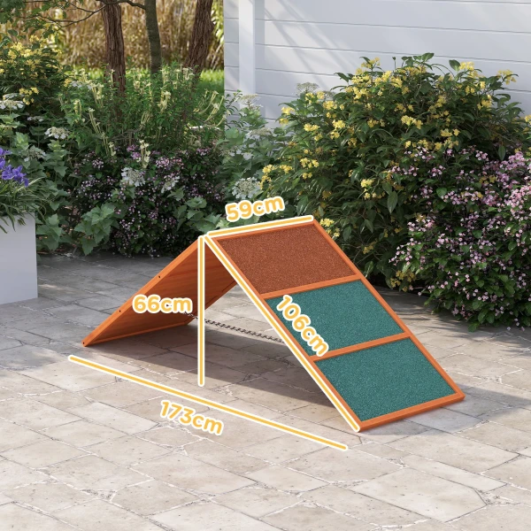 Honden Agility Stap Agility Uitrusting Voor Honden Met Inklapbare Brug, Antislip Oppervlak In Hoogte Verstelbaar Agility Apparaat Voor Tuin, 173 X 59 X 66 Cm, Oranje 4