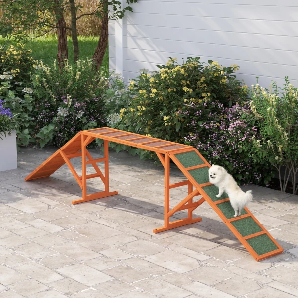 Honden Agility Traptrede Agility Uitrusting Voor Honden Met Veiligheidsstang, Antislip Oppervlak Agility Apparaat Voor Tuin, 325 X 55 X 69 Cm, Oranje 2