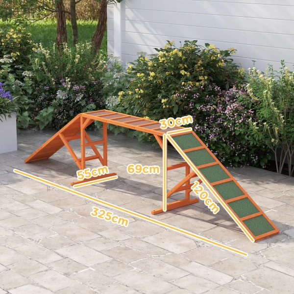 Honden Agility Traptrede Agility Uitrusting Voor Honden Met Veiligheidsstang, Antislip Oppervlak Agility Apparaat Voor Tuin, 325 X 55 X 69 Cm, Oranje 4