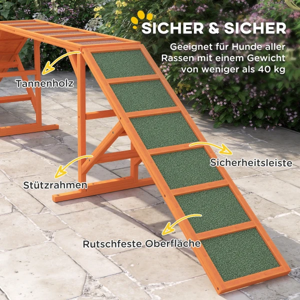 Honden Agility Traptrede Agility Uitrusting Voor Honden Met Veiligheidsstang, Antislip Oppervlak Agility Apparaat Voor Tuin, 325 X 55 X 69 Cm, Oranje 7