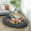 Hondenbed Kattenbed Met Wasbare Hoezen, Handvat, Knusse Hondenkussens Voor Honden En Mensen, Antislip, Pluche, Donkergrijs 2