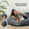 Hondenbed Kattenbed Met Wasbare Hoezen, Handvat, Knusse Hondenkussens Voor Honden En Mensen, Antislip, Pluche, Donkergrijs 6